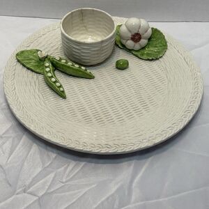 The Mane Lion Garlic Peas Olive Basket Weave Chip & Dip 12" Serving Platter